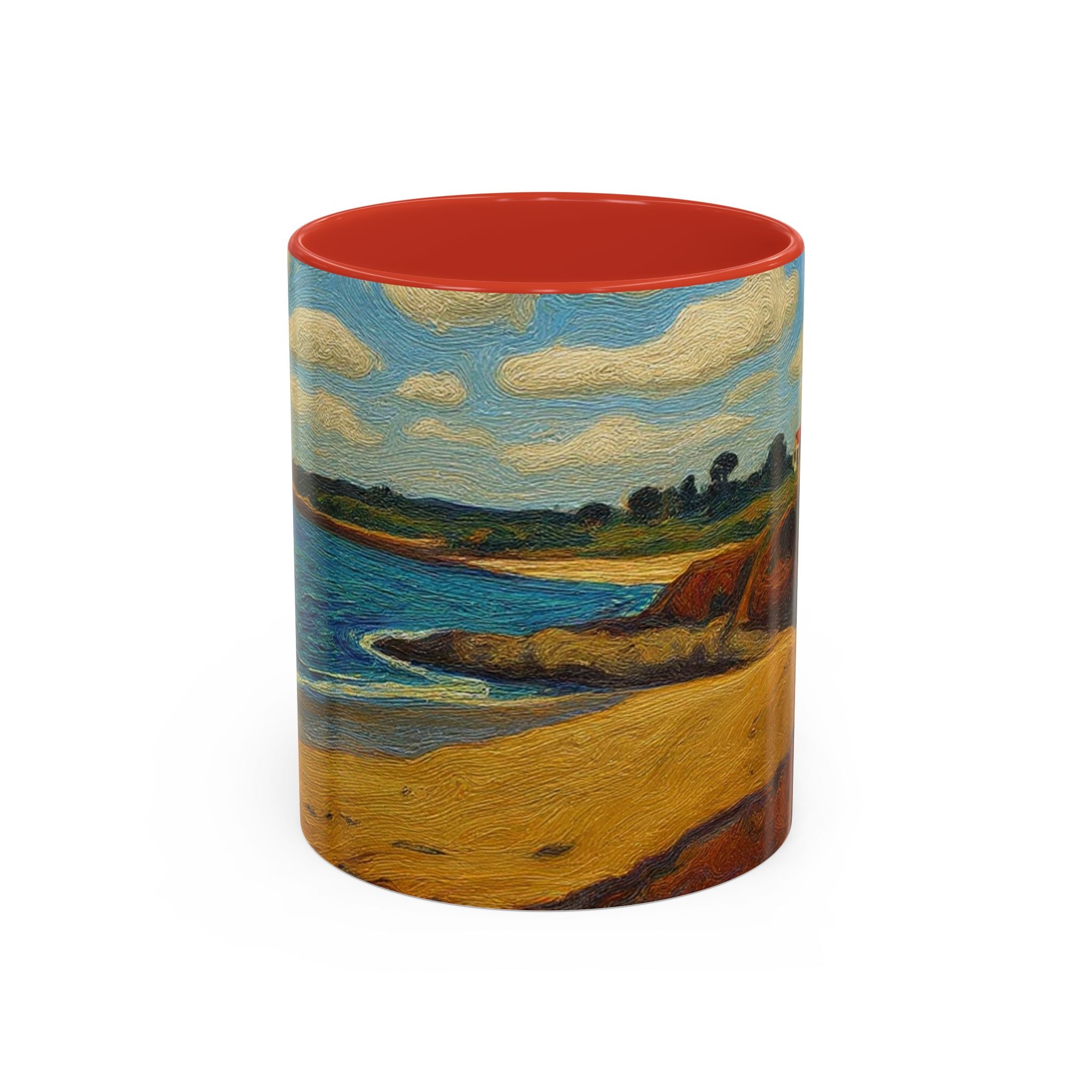 Coastal Landscape Coffee Mug — Vintage Seaside Painting Accent Mug