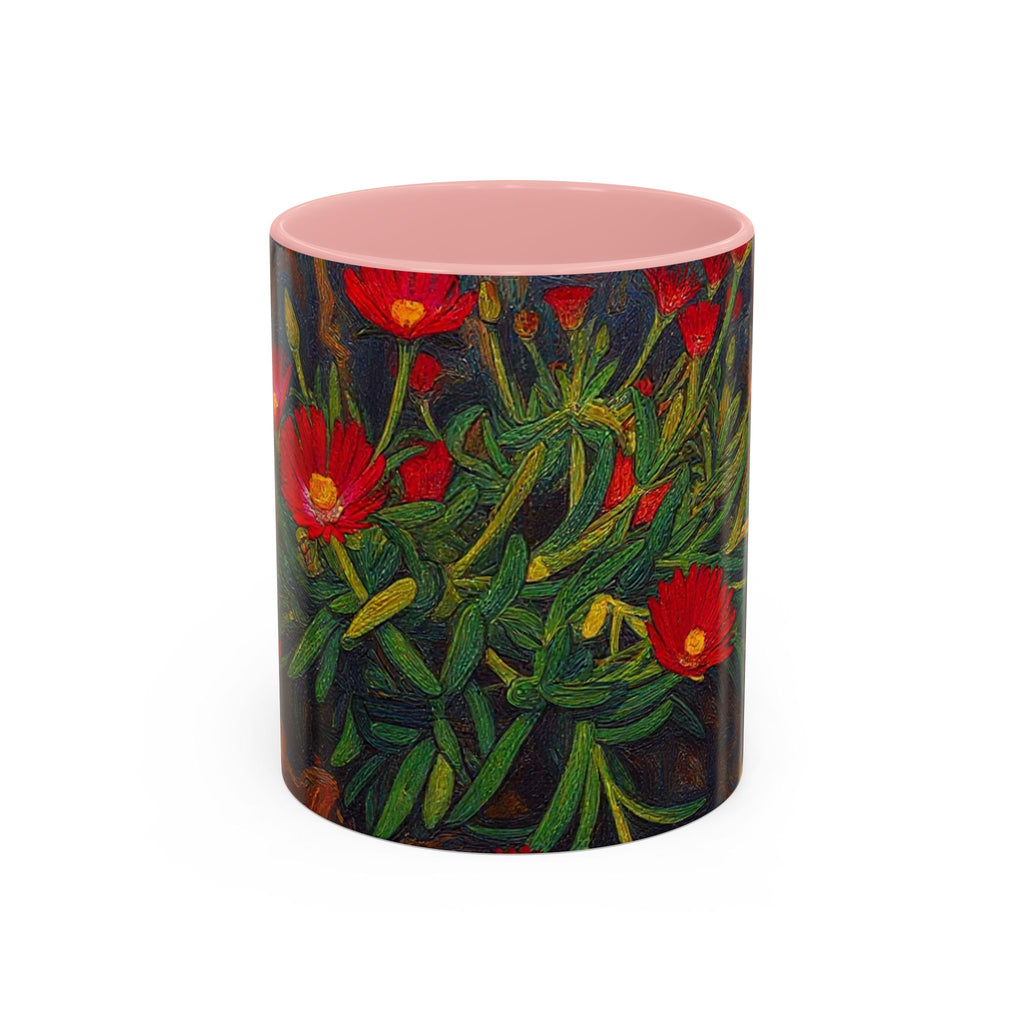 Floral Red Portulaca Accent Coffee Mug (11/15oz)