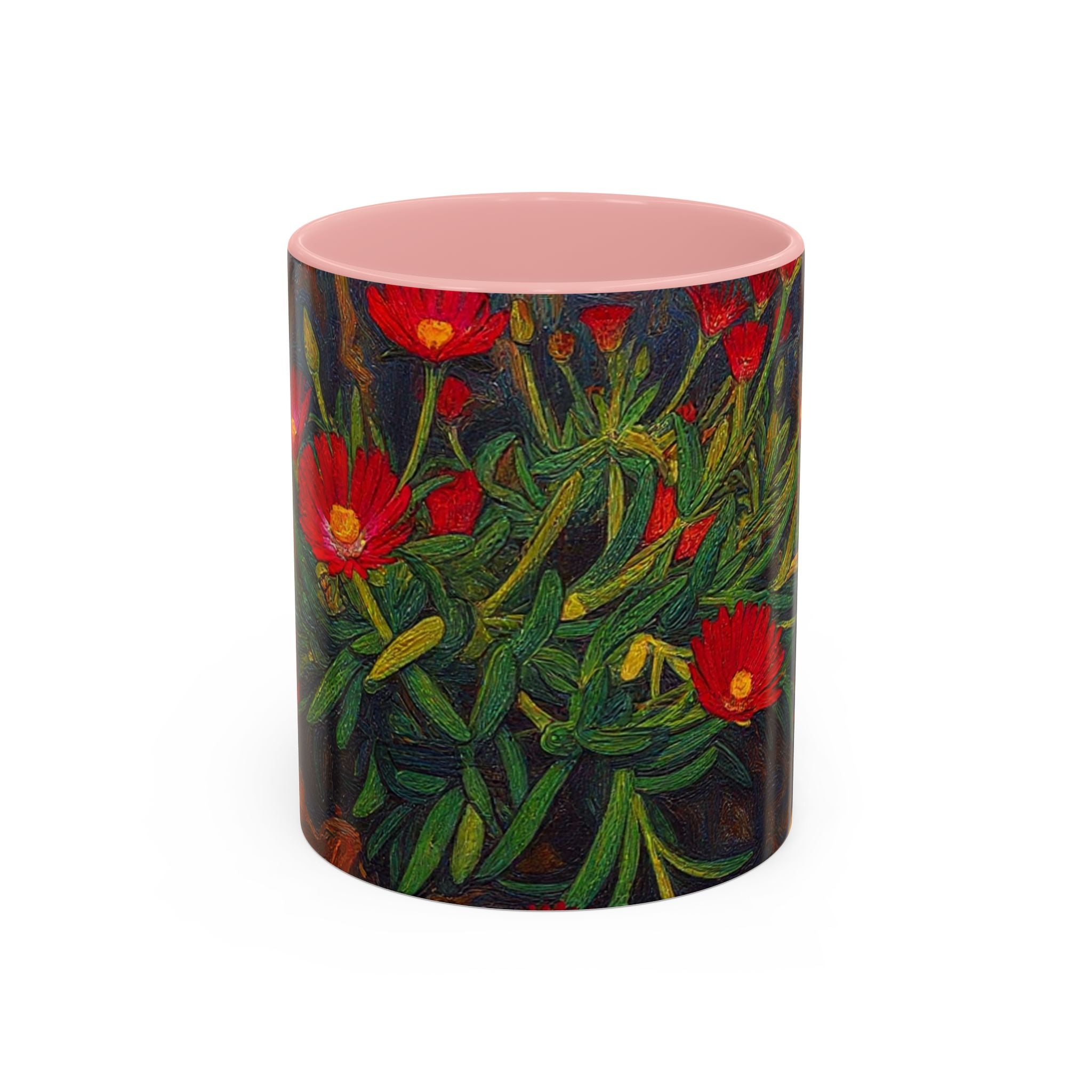 Floral Red Portulaca Accent Coffee Mug (11/15oz)