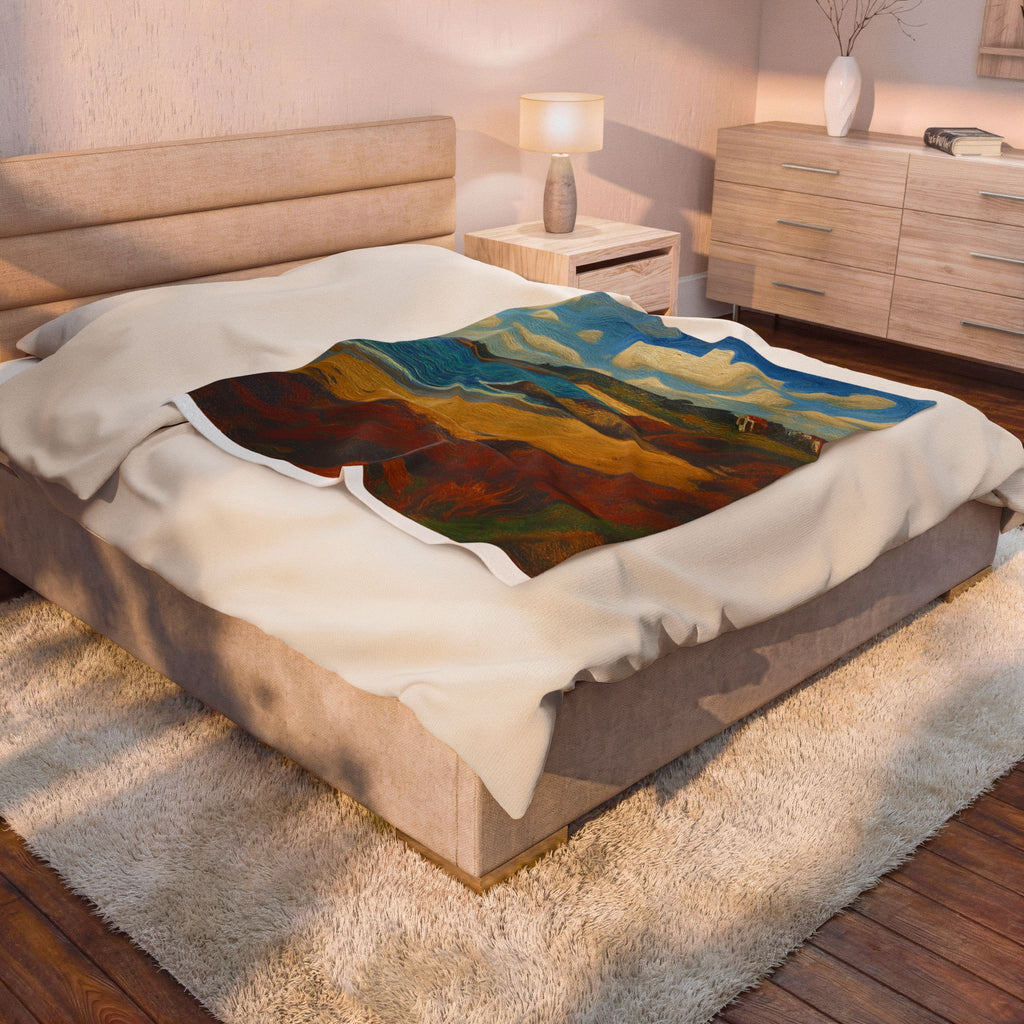 Coastal Impression Beach Scene Plush Blanket