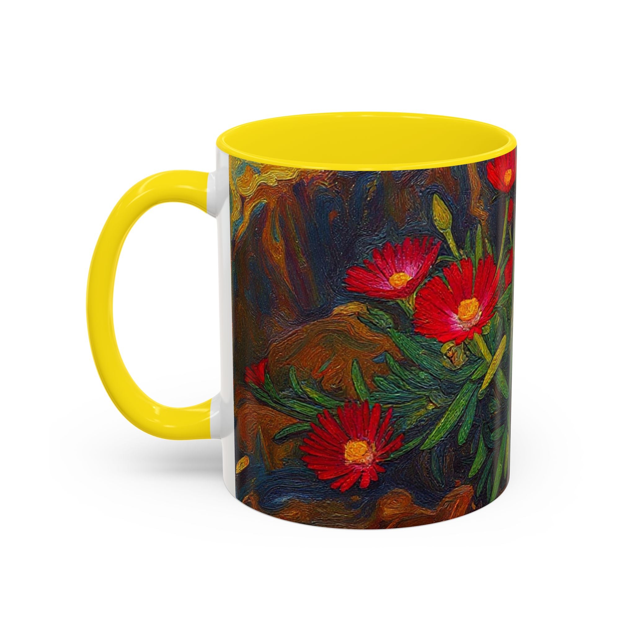 Floral Red Portulaca Accent Coffee Mug (11/15oz)