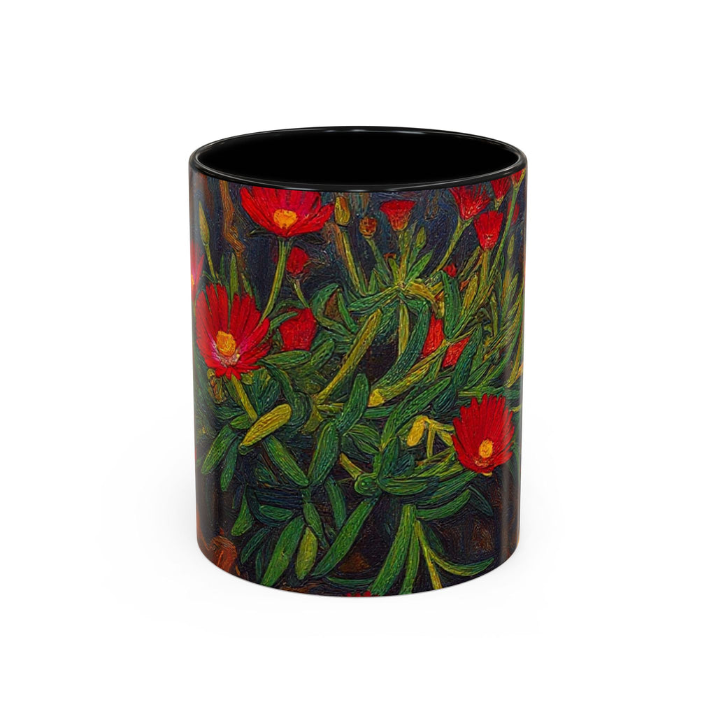 Floral Red Portulaca Accent Coffee Mug (11/15oz)