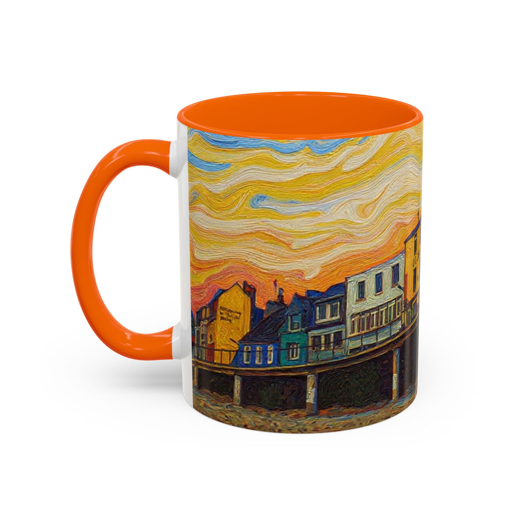 Harbor Pier Sunset Accent Coffee Mug — Scenic Seaside 11/15oz Ceramic