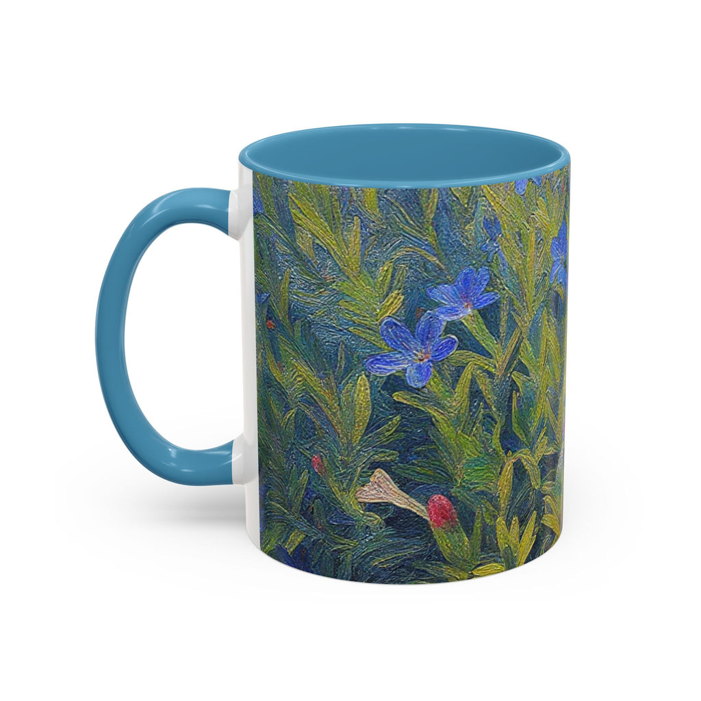 Floral Art Accent Coffee Mug — Blue Wildflower Garden Design (11/15oz)