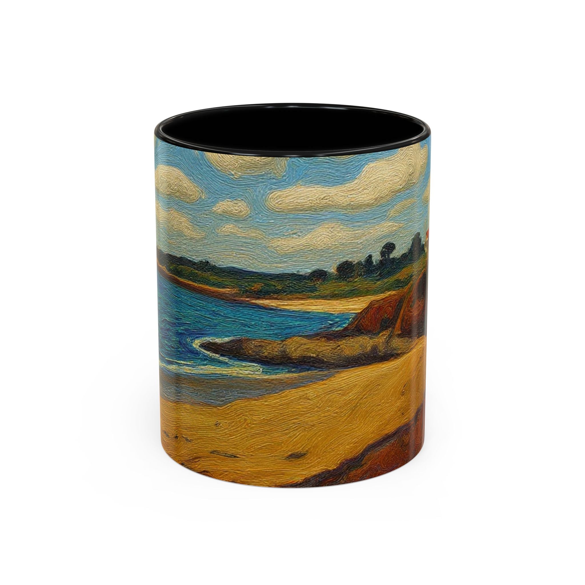 Coastal Landscape Coffee Mug — Vintage Seaside Painting Accent Mug