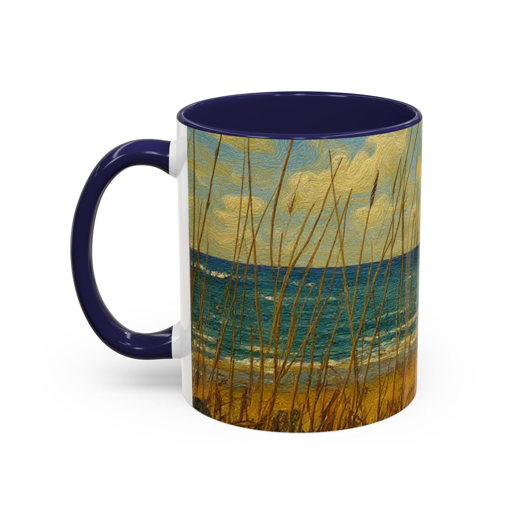 Coastal Beach Scene Accent Coffee Mug — Sea Dunes 11/15oz