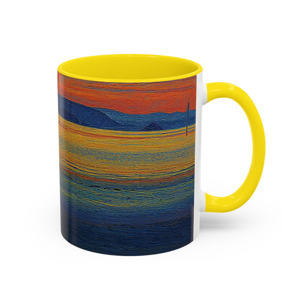 Sunset Harbor Accent Coffee Mug — Ocean Sunset Art
