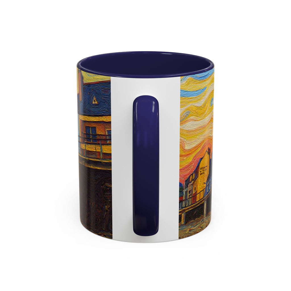 Harbor Pier Sunset Accent Coffee Mug — Scenic Seaside 11/15oz Ceramic