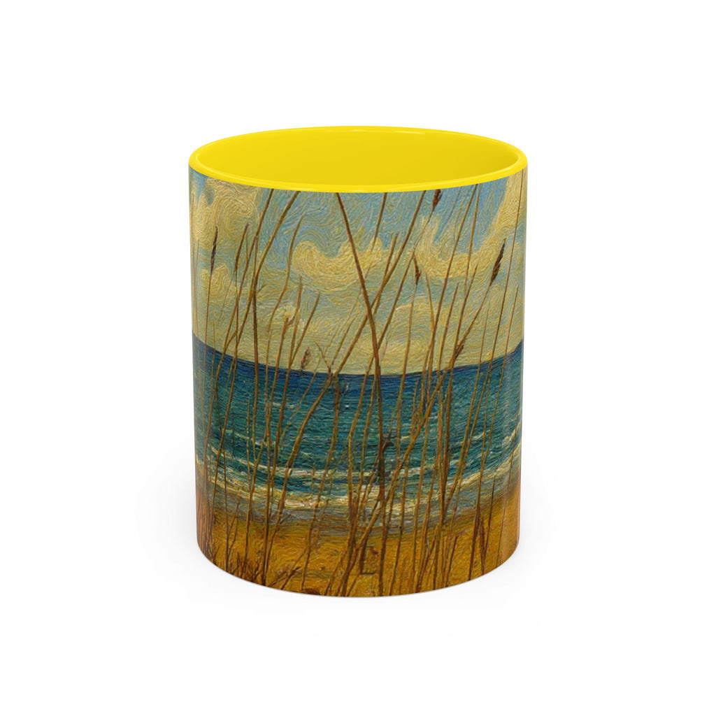 Coastal Beach Scene Accent Coffee Mug — Sea Dunes 11/15oz