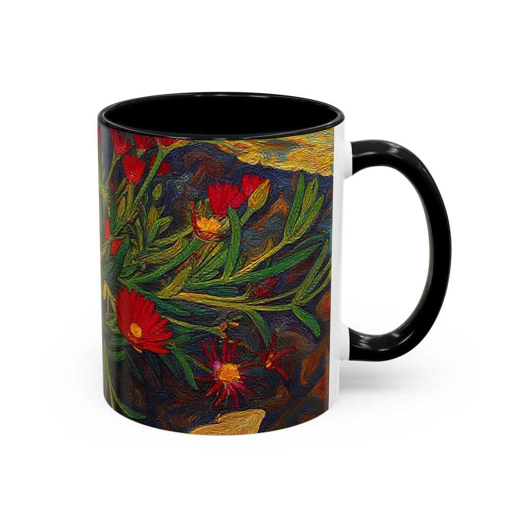 Floral Red Portulaca Accent Coffee Mug (11/15oz)