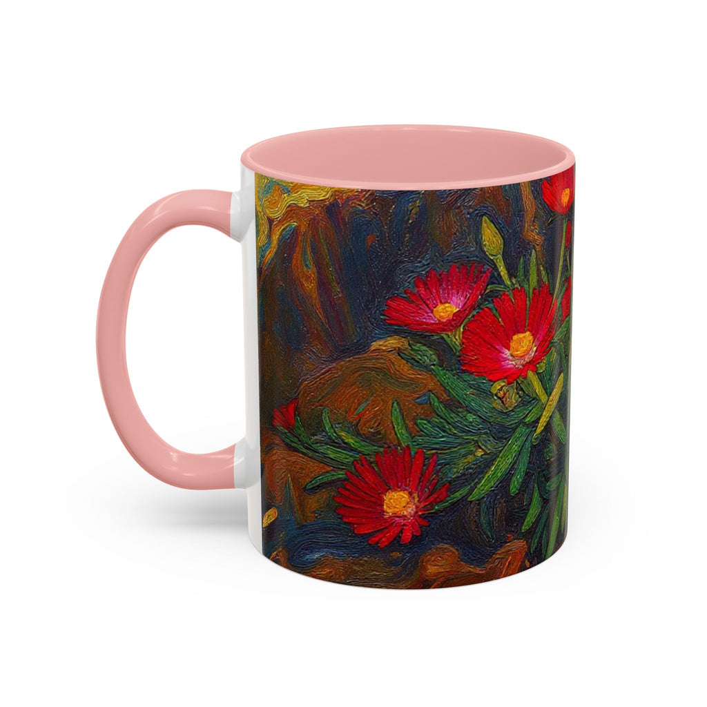 Floral Red Portulaca Accent Coffee Mug (11/15oz)