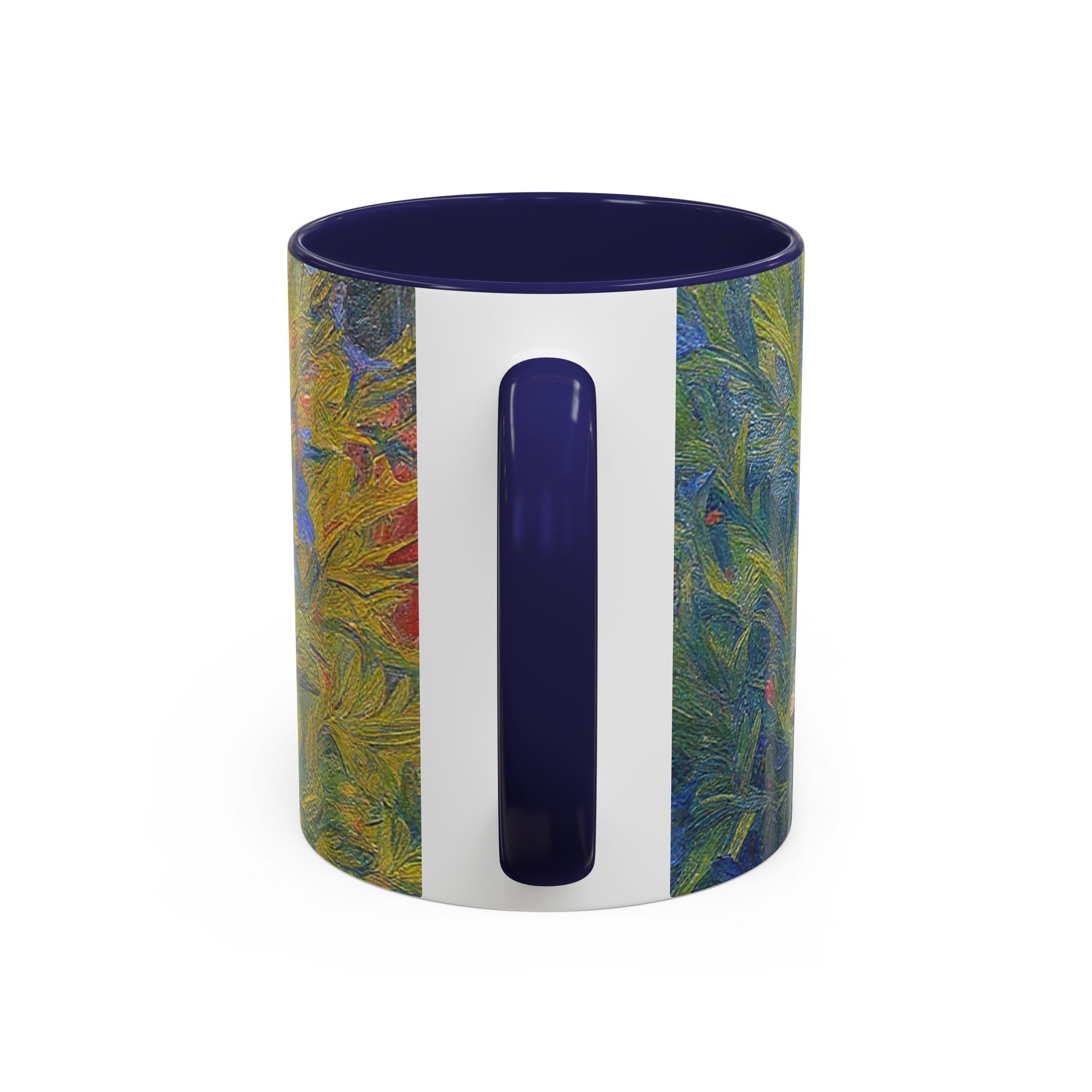 Floral Art Accent Coffee Mug — Blue Wildflower Garden Design (11/15oz)