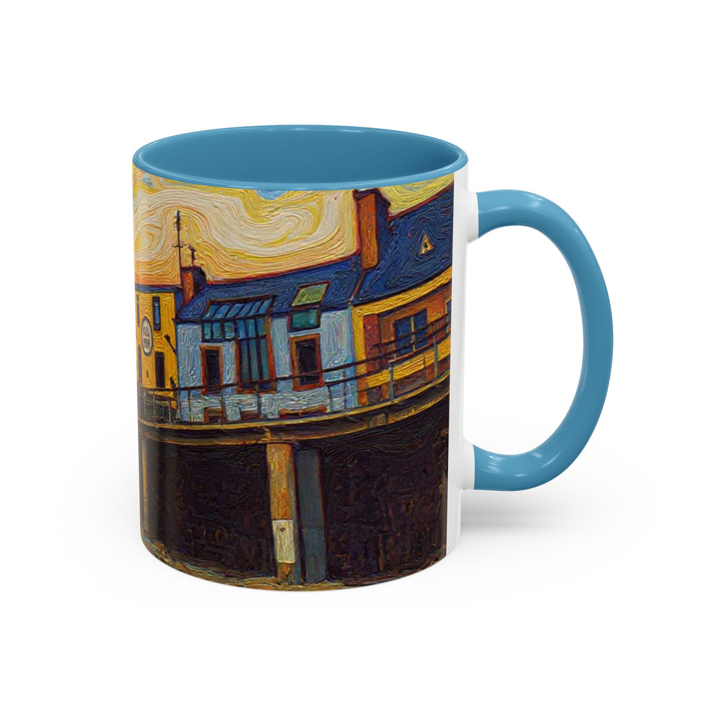 Harbor Pier Sunset Accent Coffee Mug — Scenic Seaside 11/15oz Ceramic