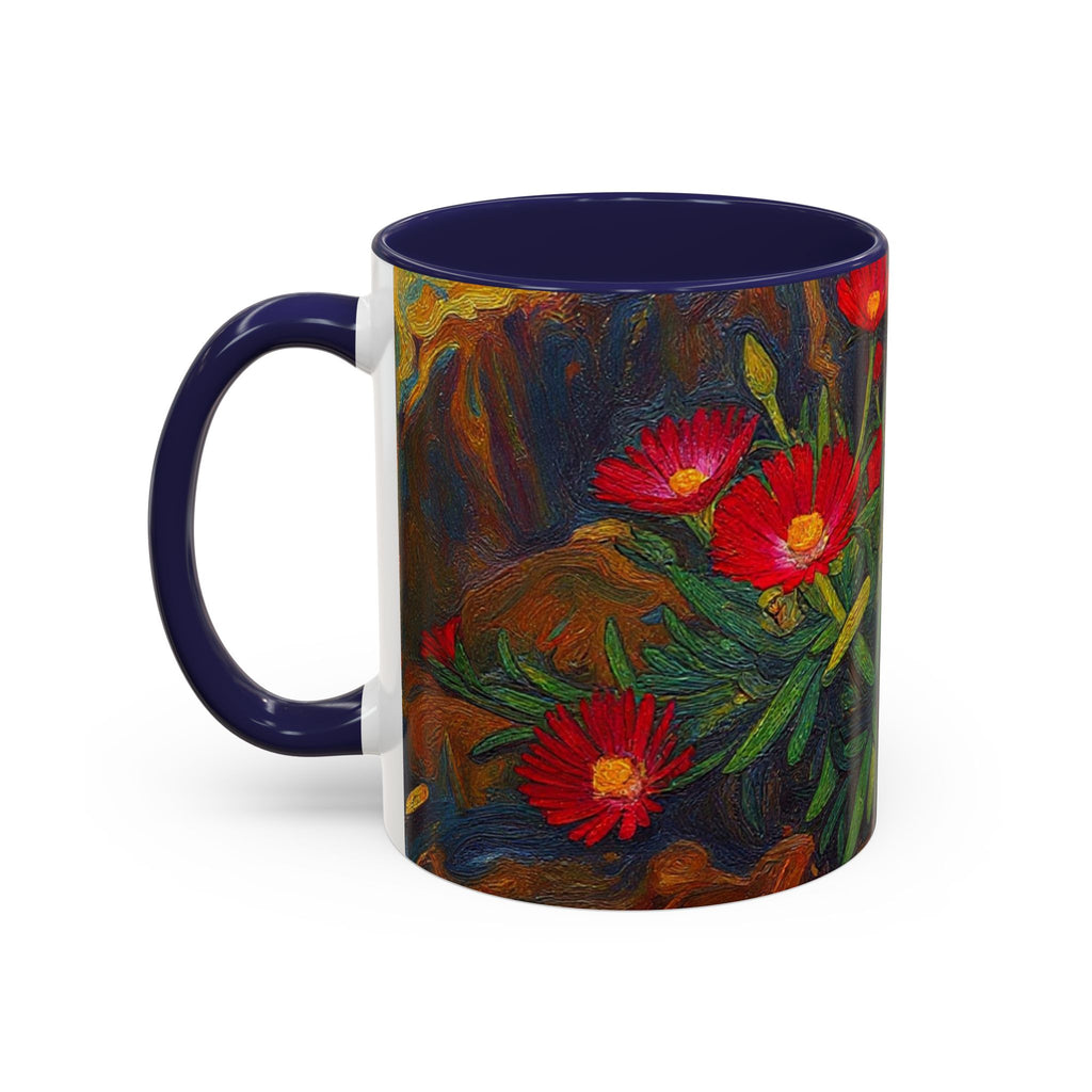 Floral Red Portulaca Accent Coffee Mug (11/15oz)