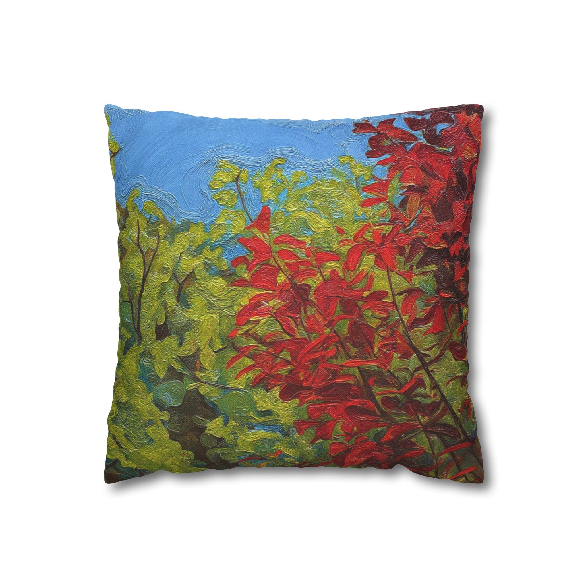 Autumn Branches Decorative Pillowcase — Fall Foliage Square Throw Pillow Cover