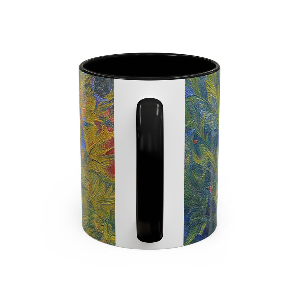 Floral Art Accent Coffee Mug — Blue Wildflower Garden Design (11/15oz)