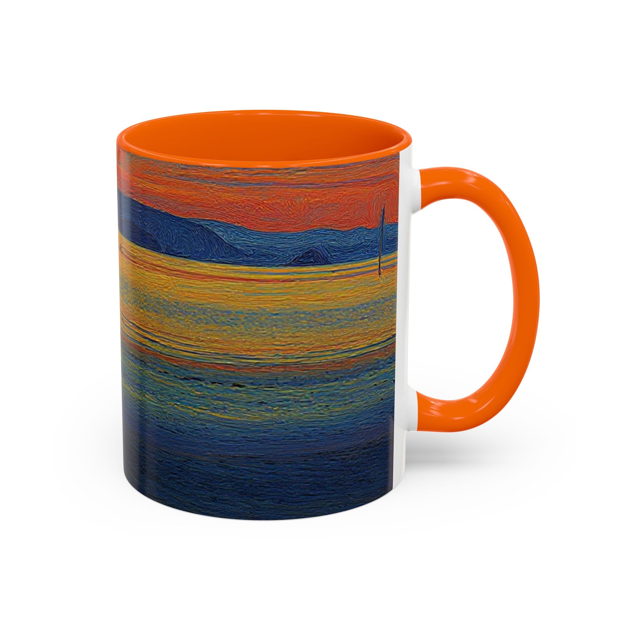 Sunset Harbor Accent Coffee Mug — Ocean Sunset Art