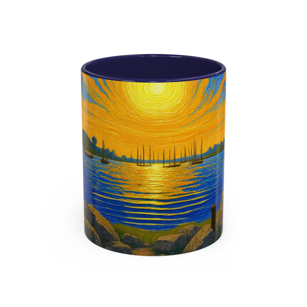 Sunset Harbor Art Coffee Mug — Vibrant Seascape Accent Mug (11/15 oz)