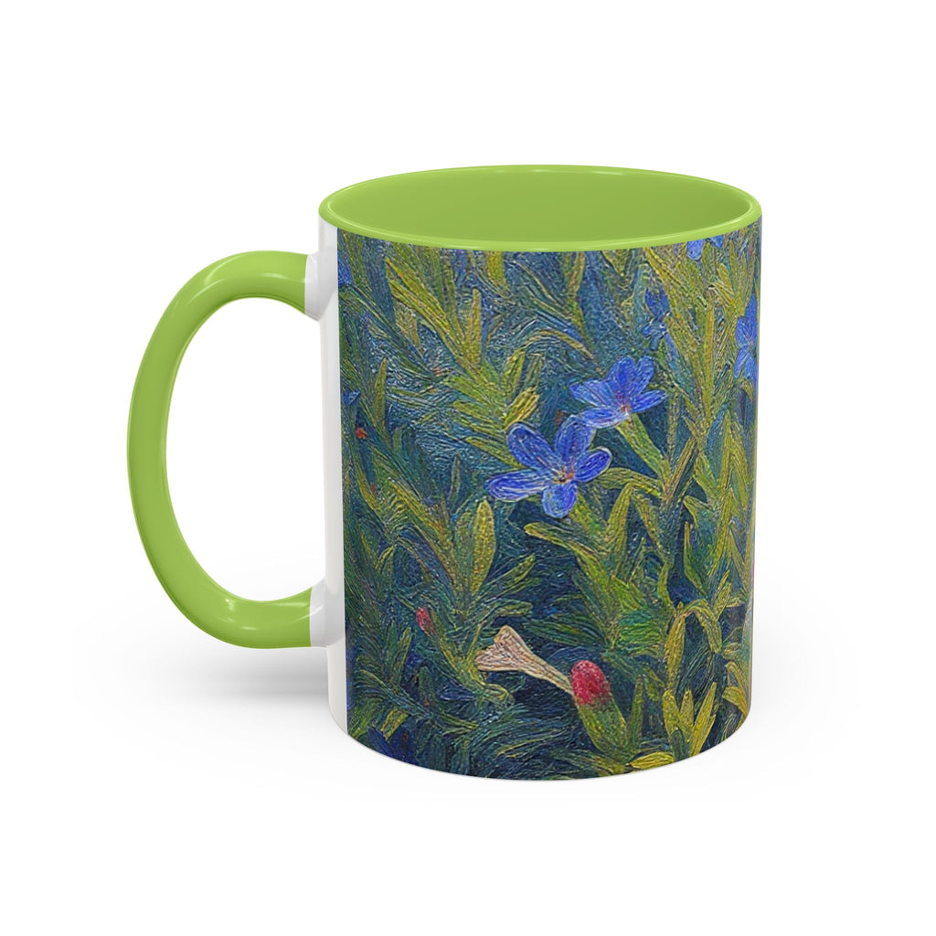 Floral Art Accent Coffee Mug — Blue Wildflower Garden Design (11/15oz)