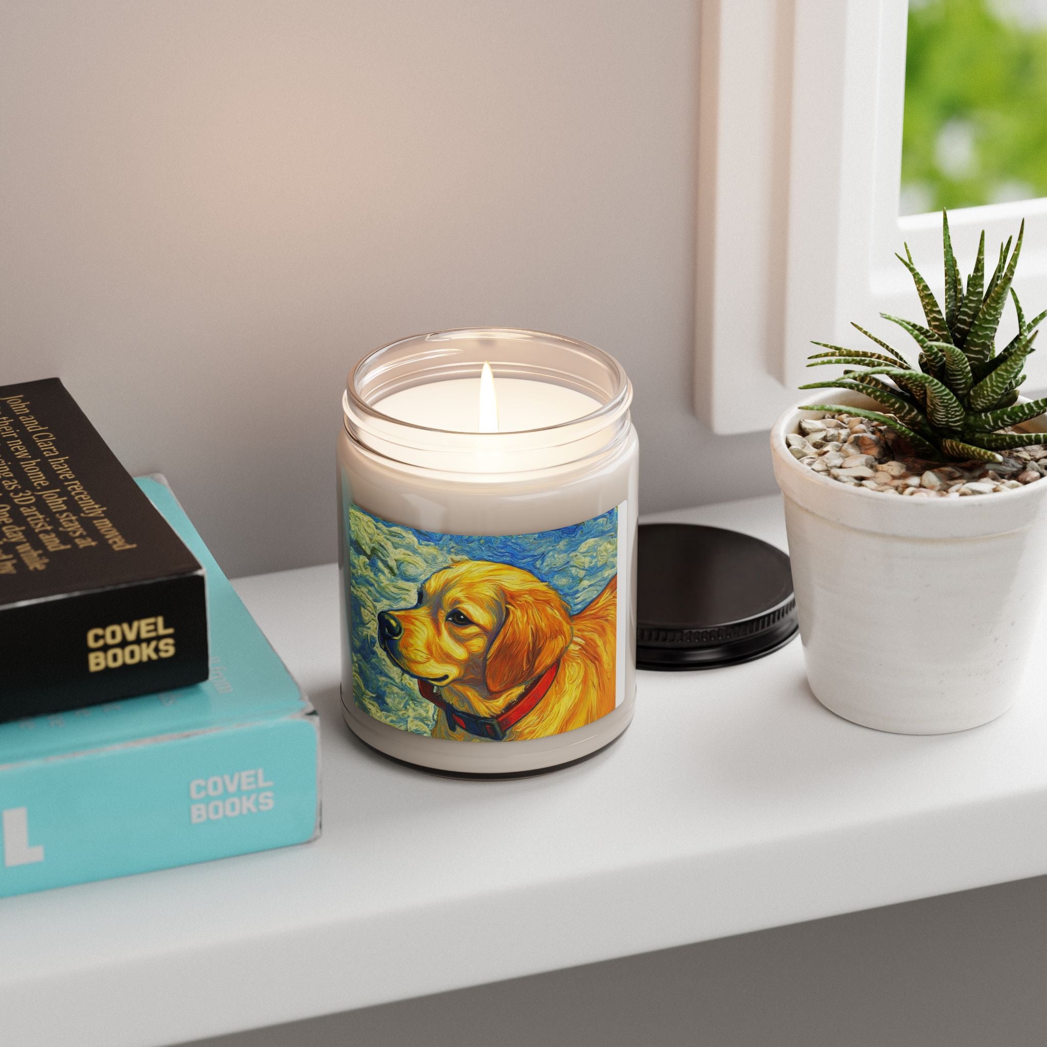 Golden Retriever Art Candle — 9oz Scented Soy Jar