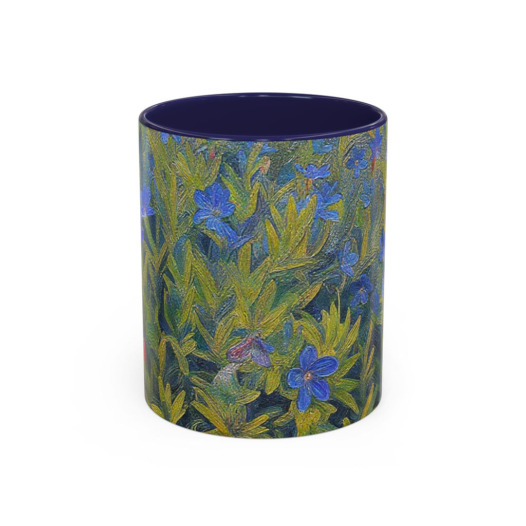 Floral Art Accent Coffee Mug — Blue Wildflower Garden Design (11/15oz)