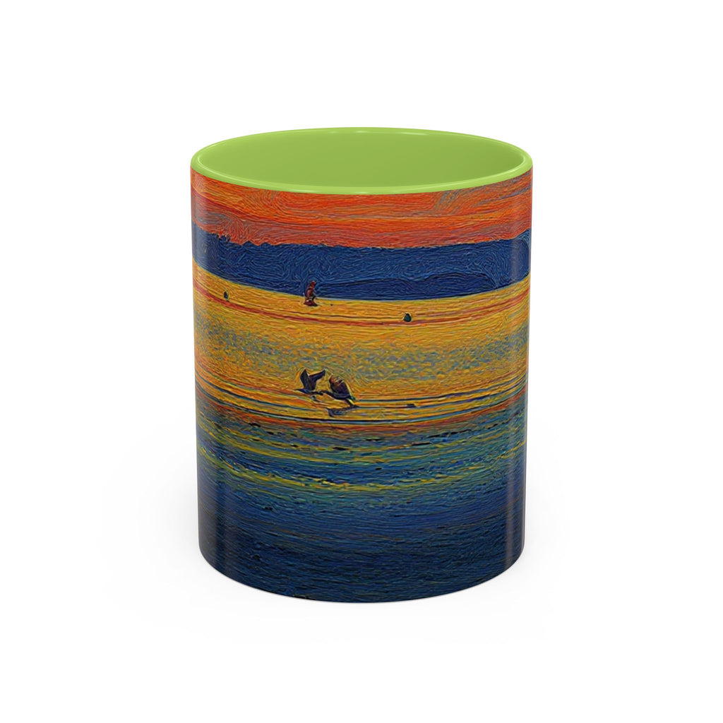 Sunset Harbor Accent Coffee Mug — Ocean Sunset Art