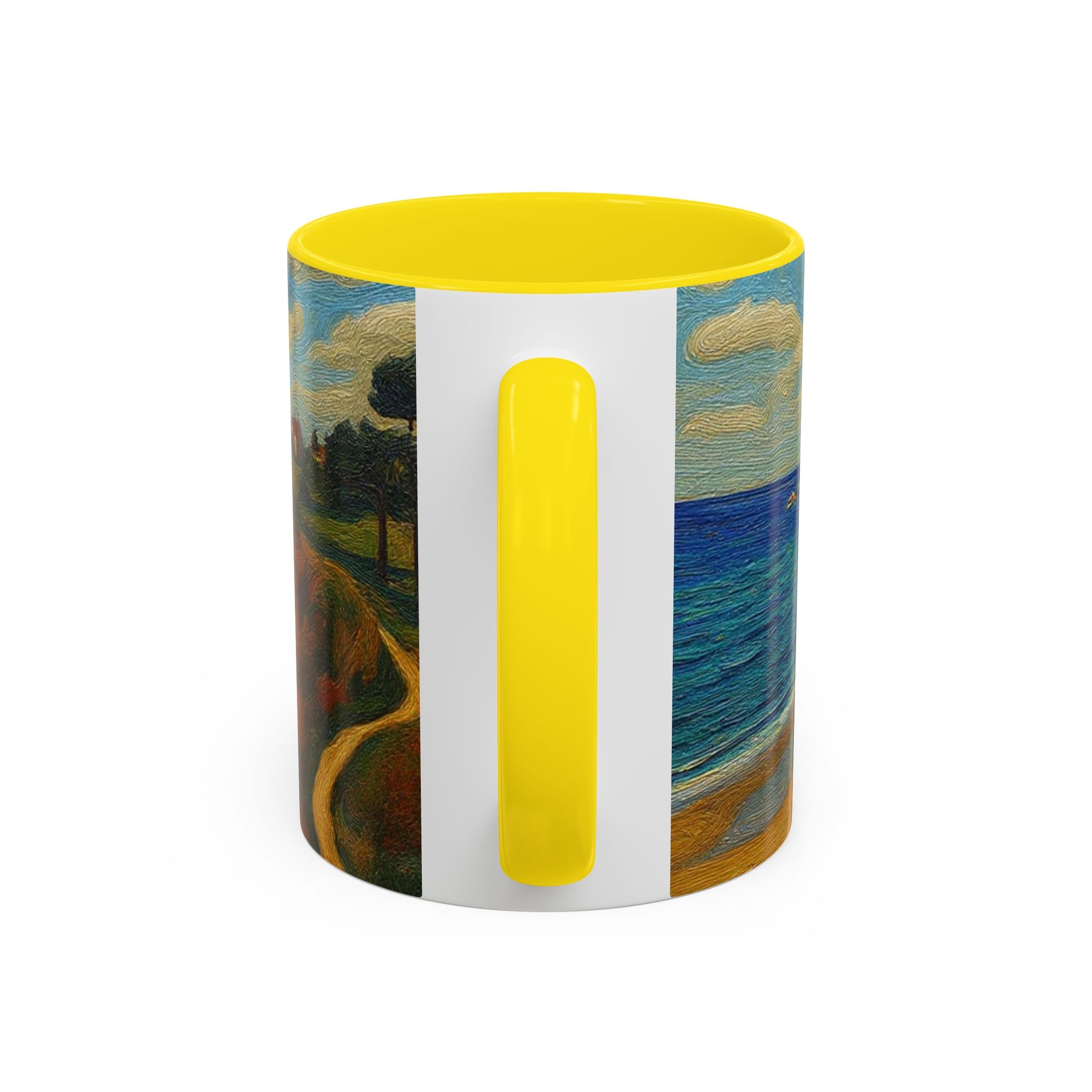 Coastal Landscape Coffee Mug — Vintage Seaside Painting Accent Mug