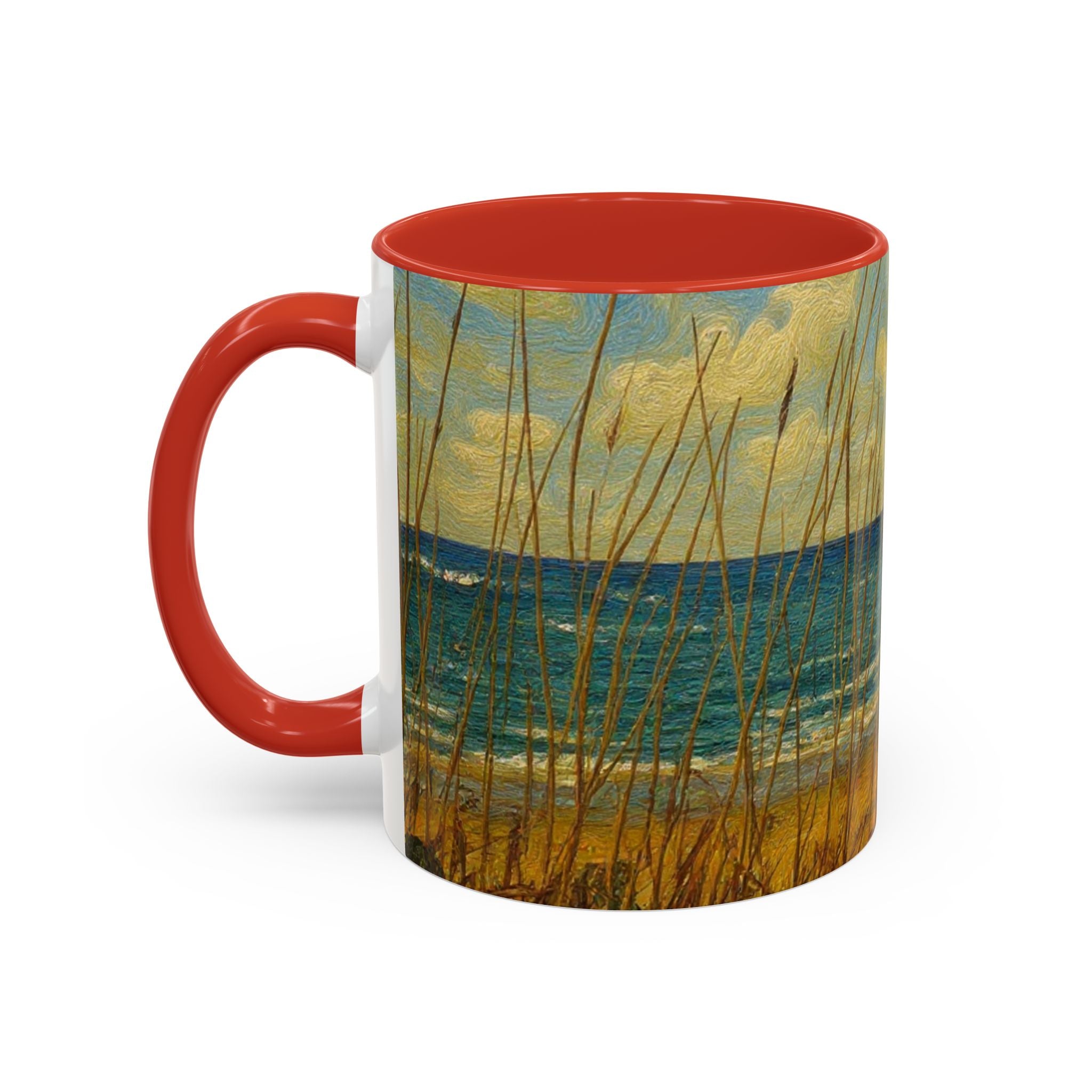 Coastal Beach Scene Accent Coffee Mug — Sea Dunes 11/15oz
