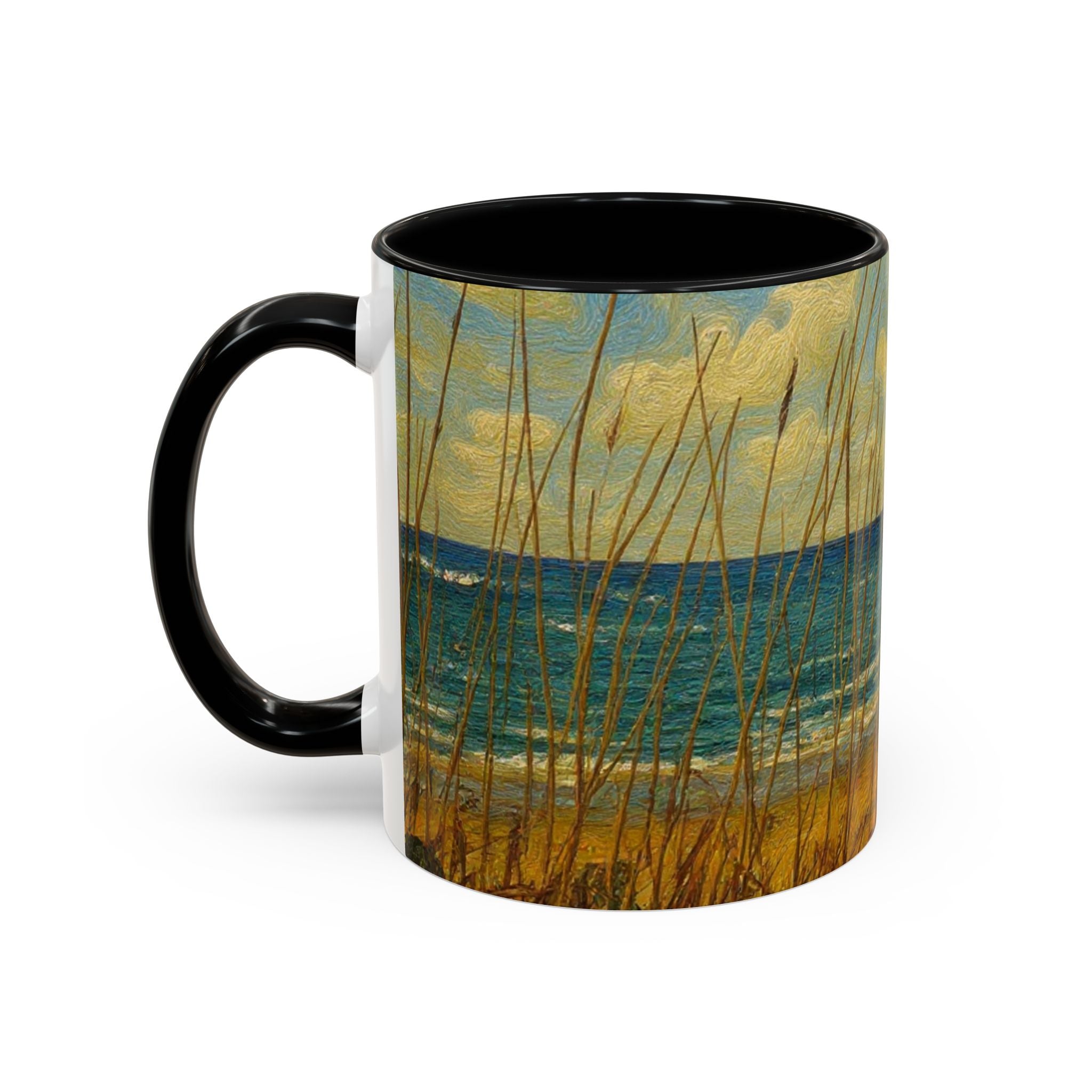 Coastal Beach Scene Accent Coffee Mug — Sea Dunes 11/15oz