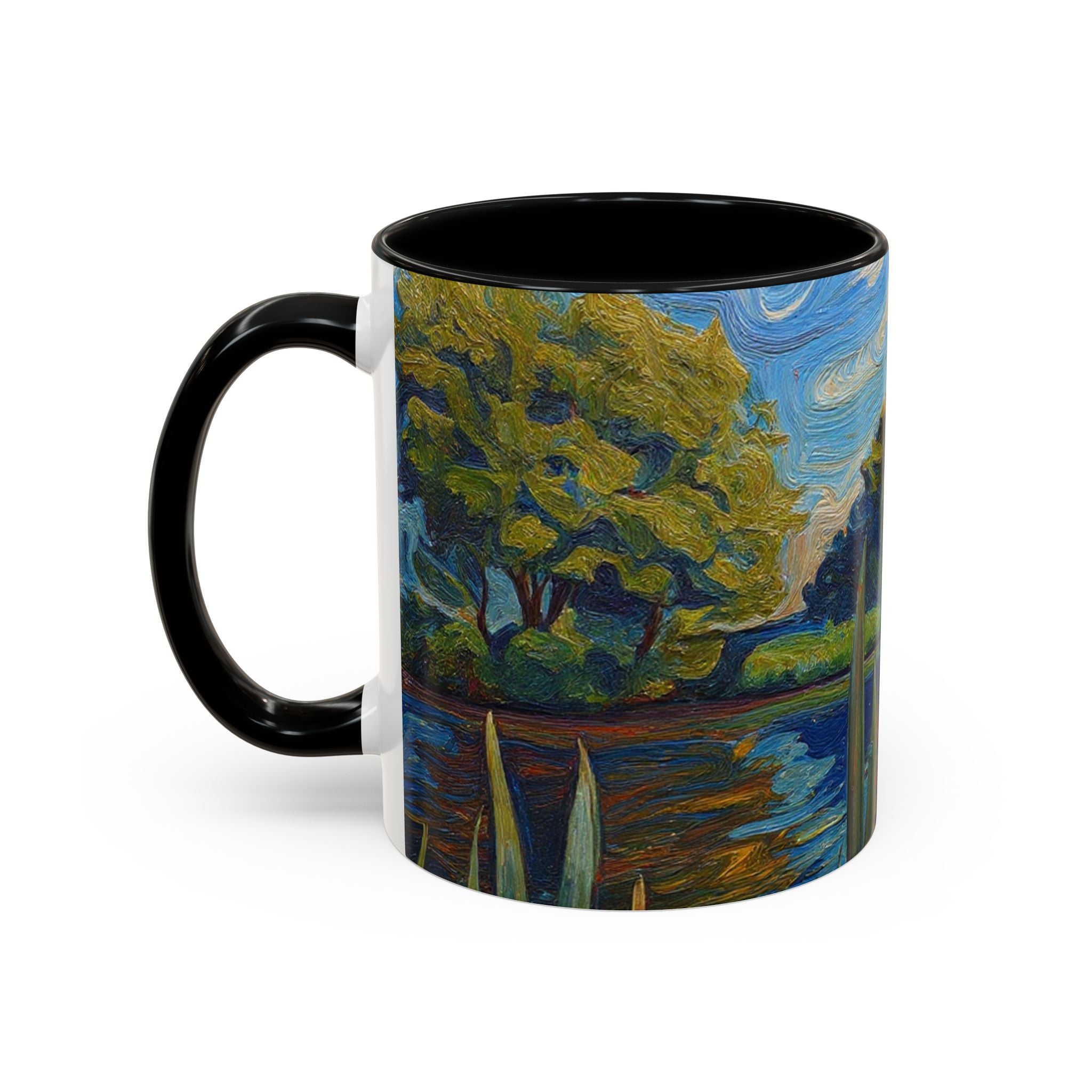 Scenic Lakeside Art Mug — Van Gogh‑Style Nature Coffee Cup (11/15oz)