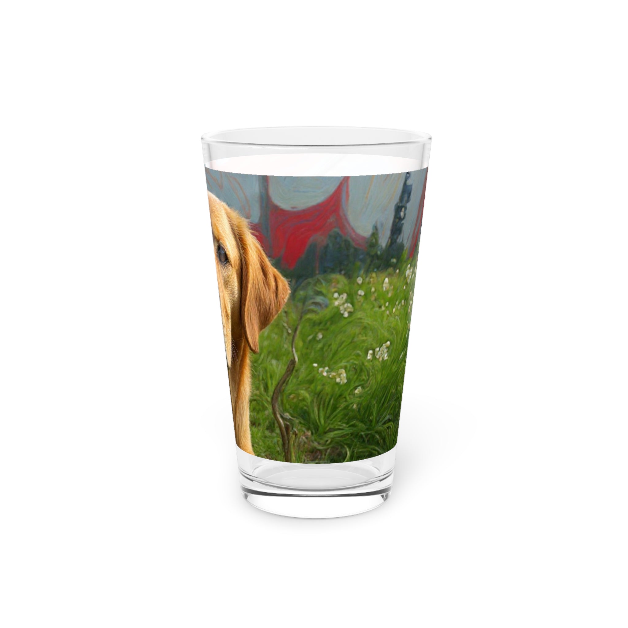 Dog Photo Pint Glass — Personalized Golden Retriever 16oz Beer Glass