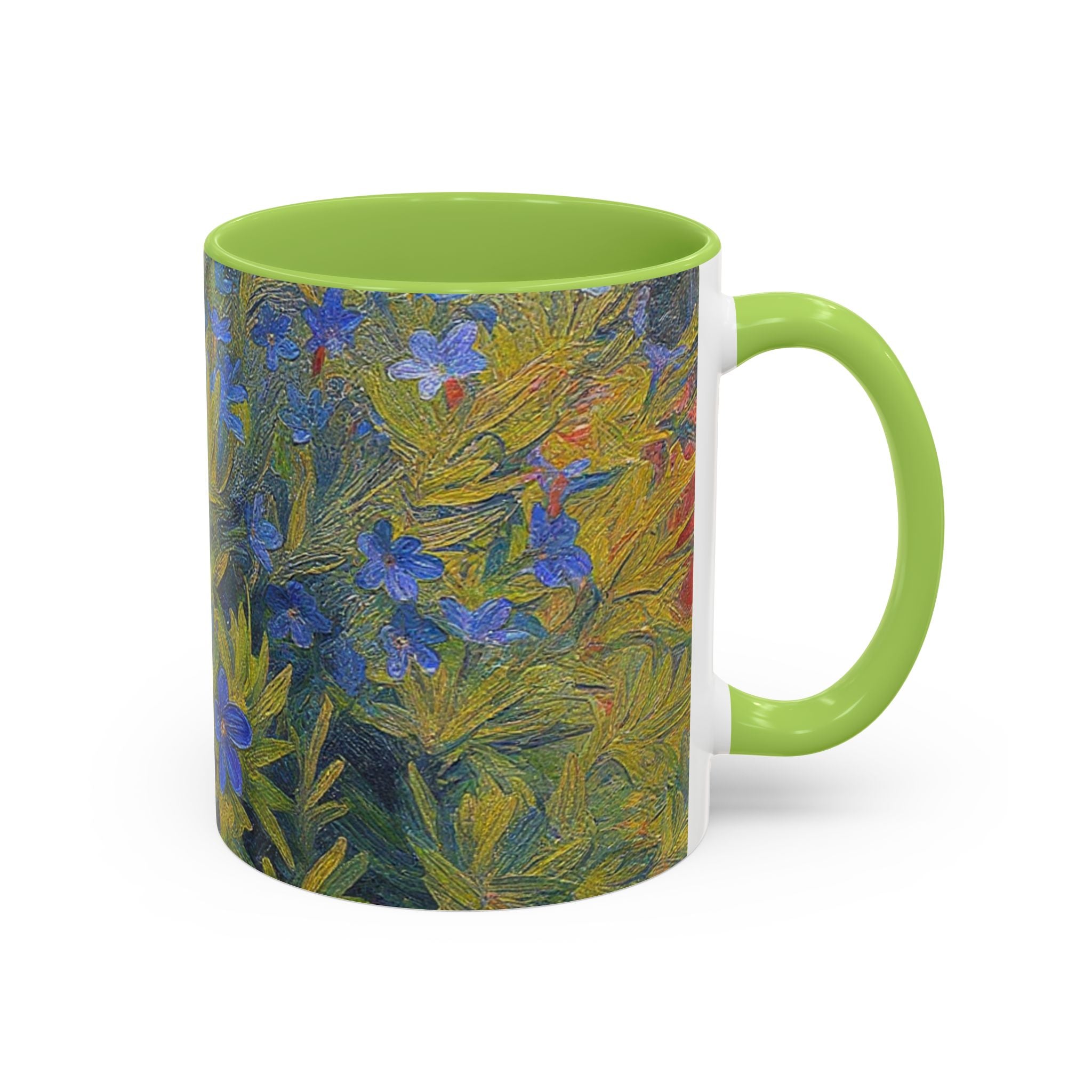 Floral Art Accent Coffee Mug — Blue Wildflower Garden Design (11/15oz)