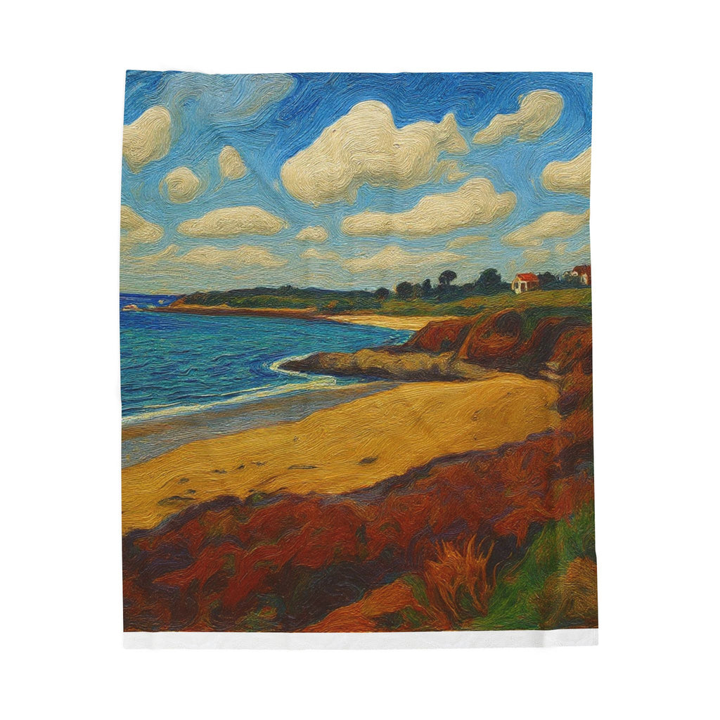 Coastal Impression Beach Scene Plush Blanket
