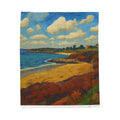 Coastal Impression Beach Scene Plush Blanket
