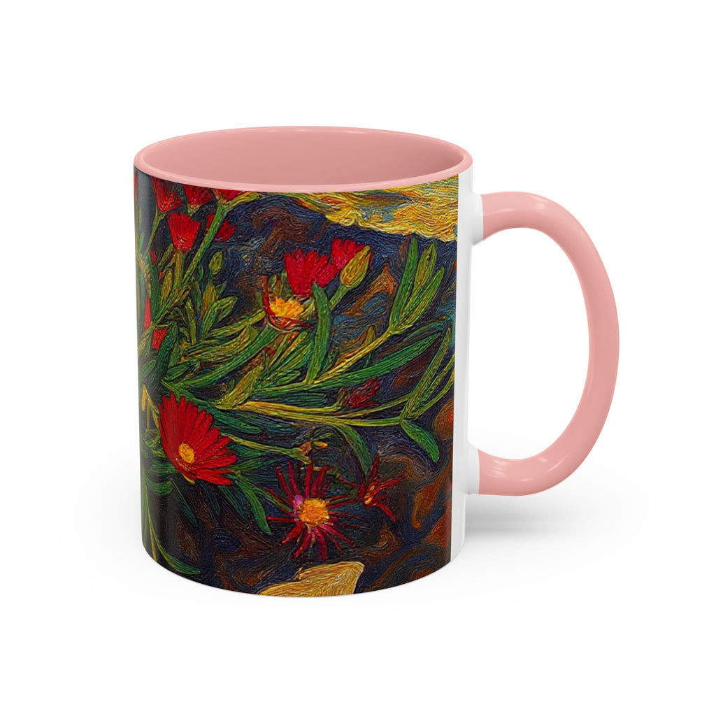 Floral Red Portulaca Accent Coffee Mug (11/15oz)