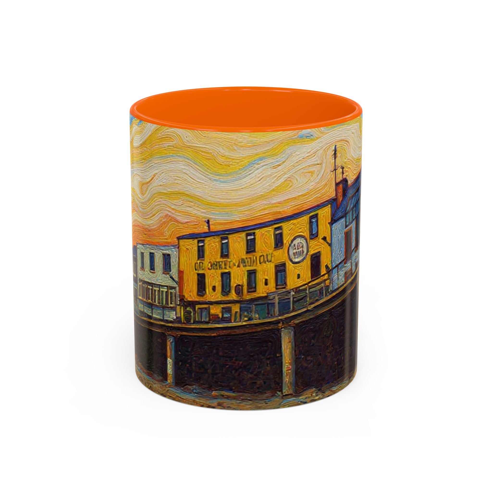 Harbor Pier Sunset Accent Coffee Mug — Scenic Seaside 11/15oz Ceramic