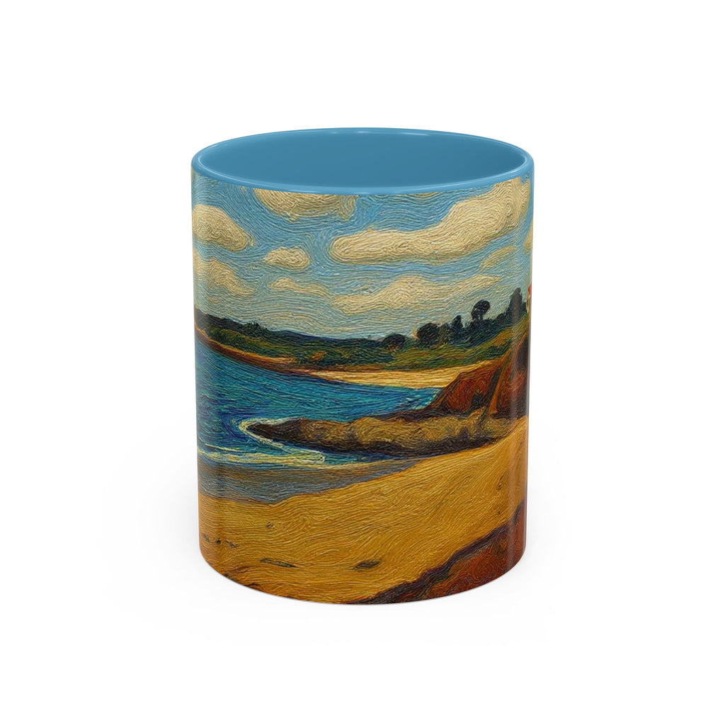 Coastal Landscape Coffee Mug — Vintage Seaside Painting Accent Mug
