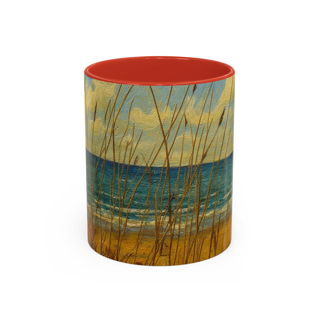 Coastal Beach Scene Accent Coffee Mug — Sea Dunes 11/15oz