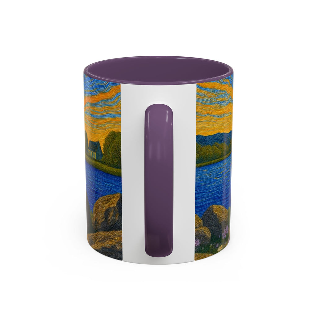 Sunset Harbor Art Coffee Mug — Vibrant Seascape Accent Mug (11/15 oz)