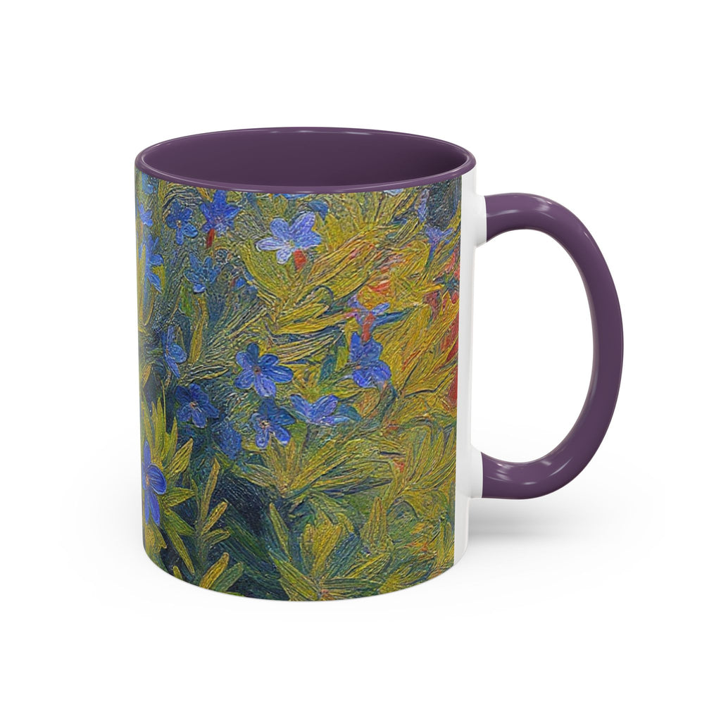 Floral Art Accent Coffee Mug — Blue Wildflower Garden Design (11/15oz)