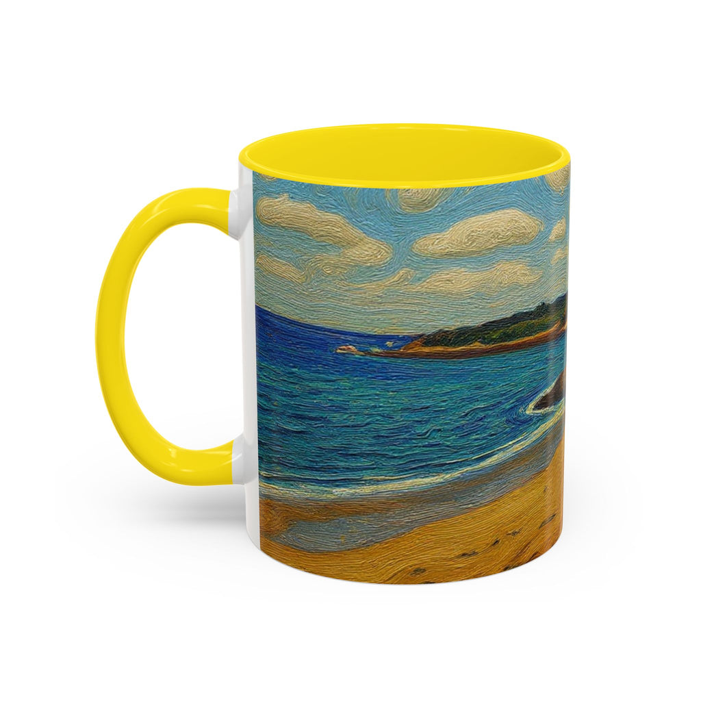 Coastal Landscape Coffee Mug — Vintage Seaside Painting Accent Mug