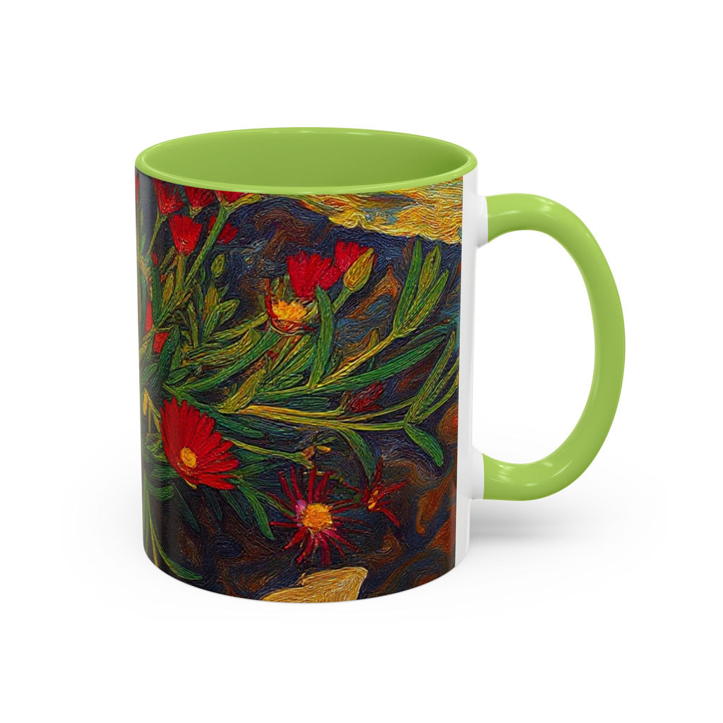 Floral Red Portulaca Accent Coffee Mug (11/15oz)
