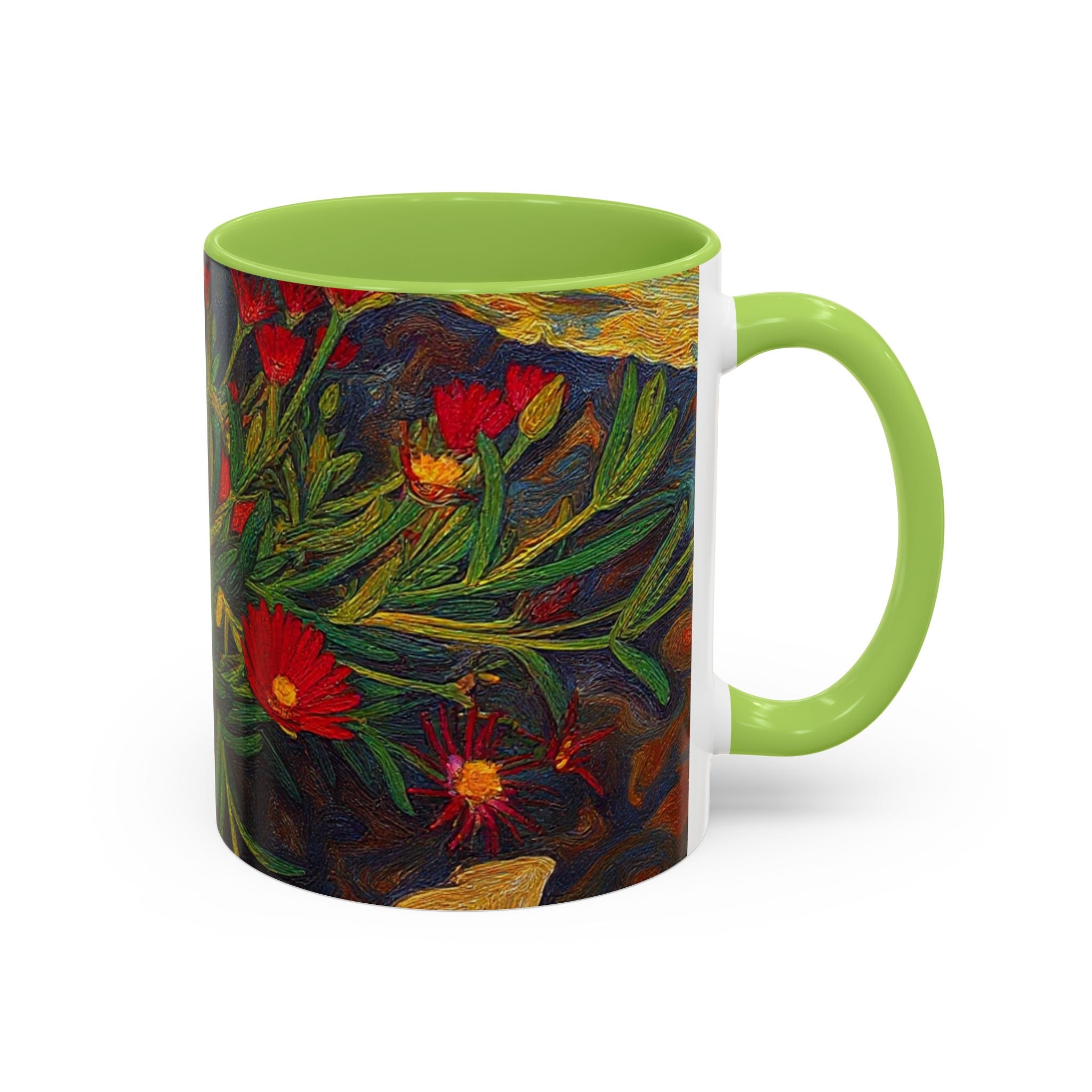 Floral Red Portulaca Accent Coffee Mug (11/15oz)