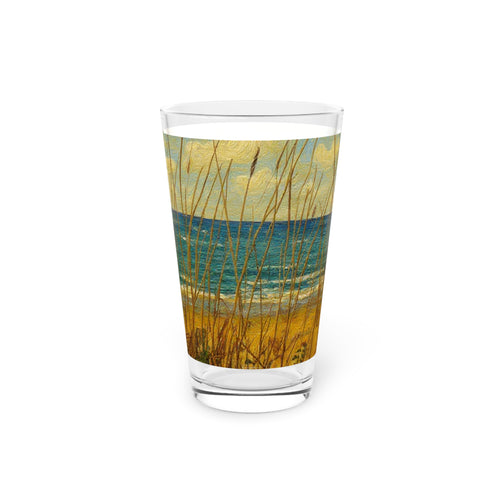 Beach Dunes Pint Glass — 16oz Coastal Ocean Scene Glassware