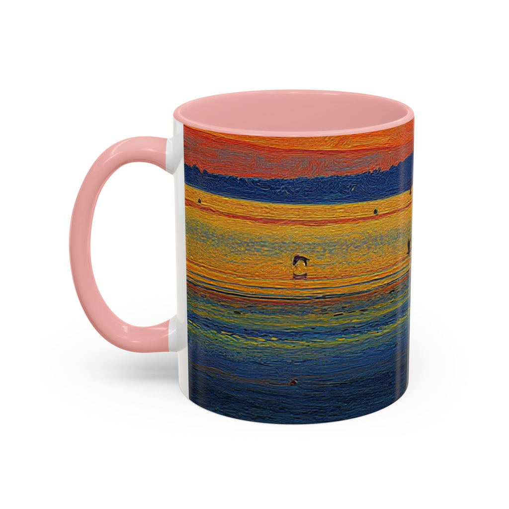 Sunset Harbor Accent Coffee Mug — Ocean Sunset Art