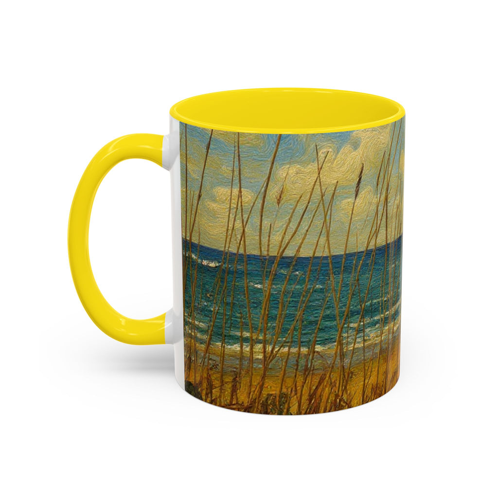 Coastal Beach Scene Accent Coffee Mug — Sea Dunes 11/15oz