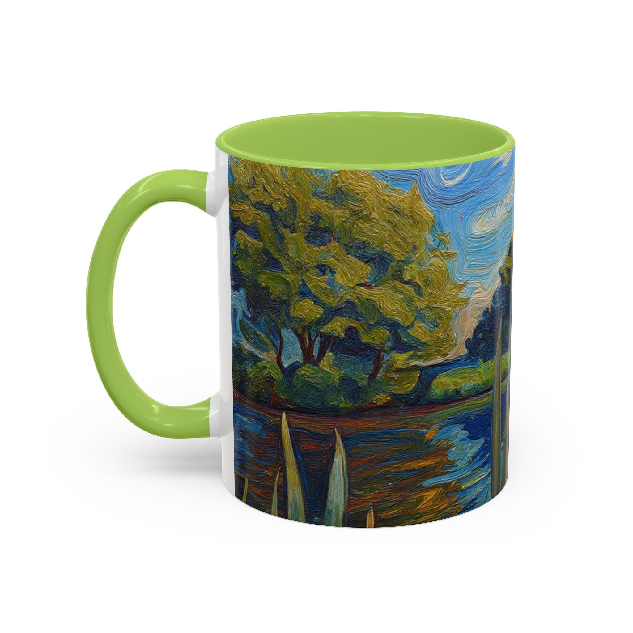 Scenic Lakeside Art Mug — Van Gogh‑Style Nature Coffee Cup (11/15oz)