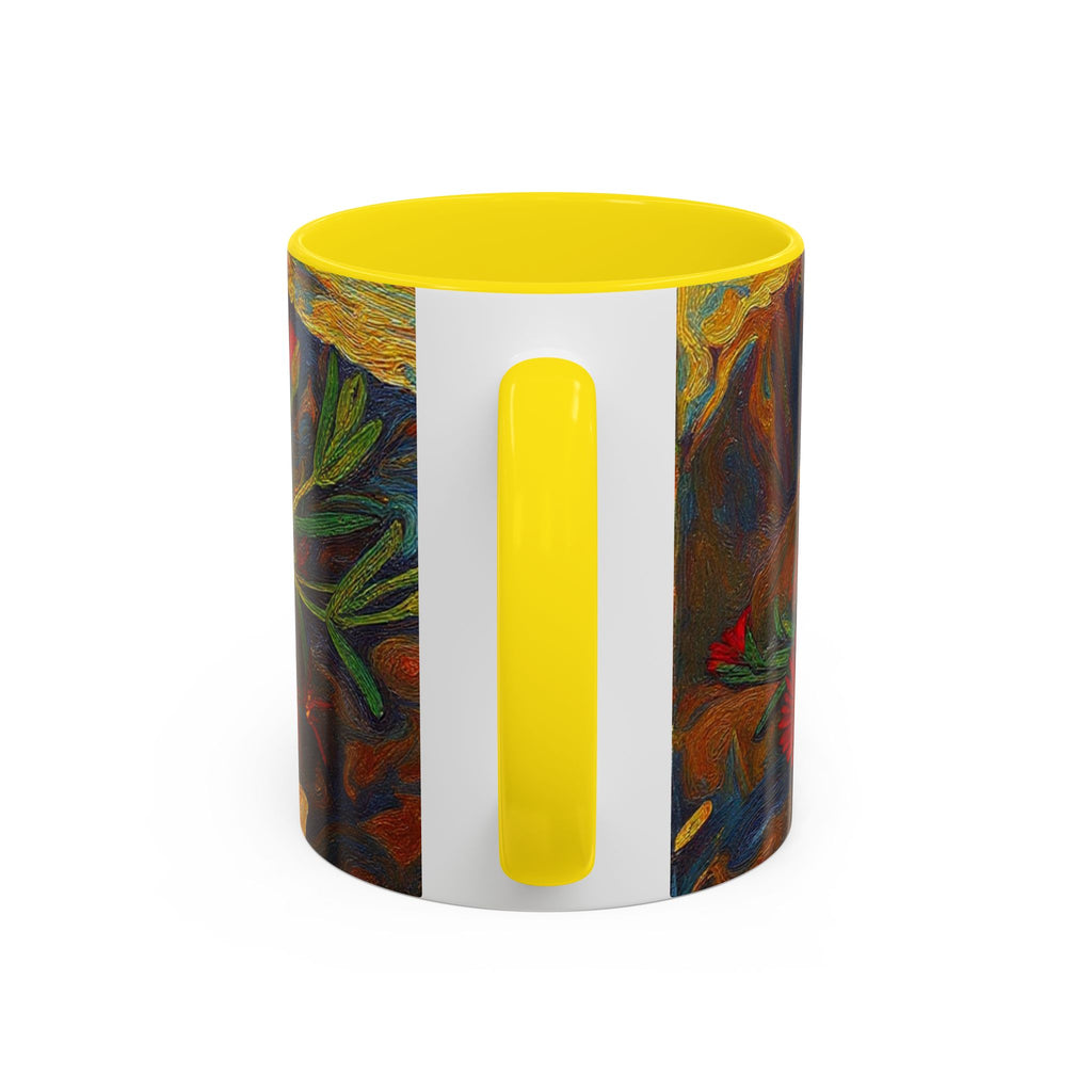 Floral Red Portulaca Accent Coffee Mug (11/15oz)