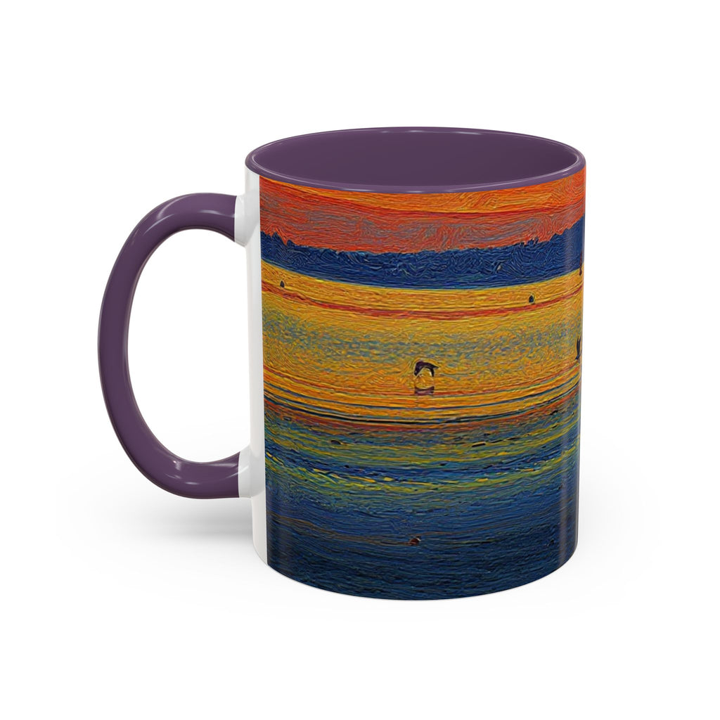 Sunset Harbor Accent Coffee Mug — Ocean Sunset Art