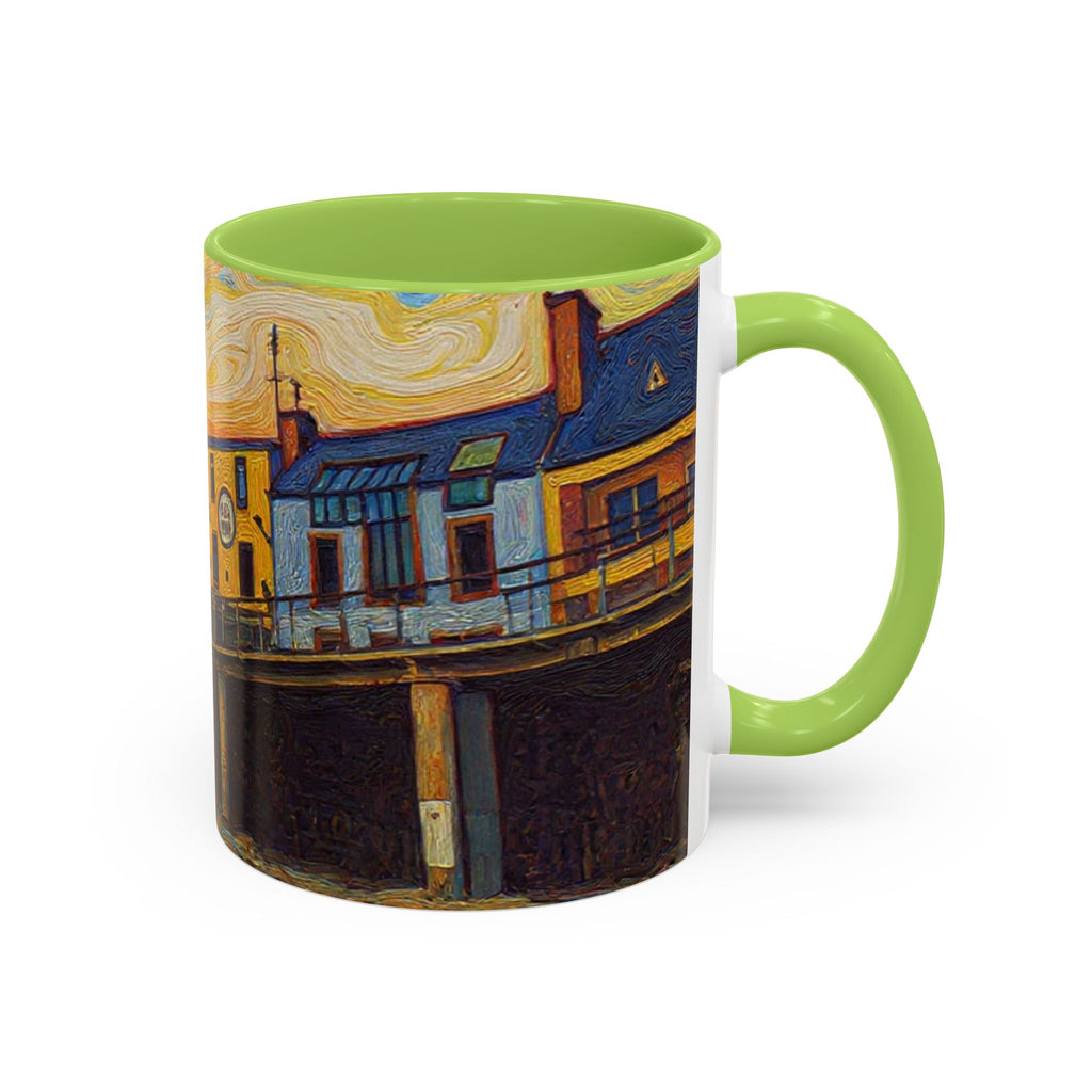 Harbor Pier Sunset Accent Coffee Mug — Scenic Seaside 11/15oz Ceramic